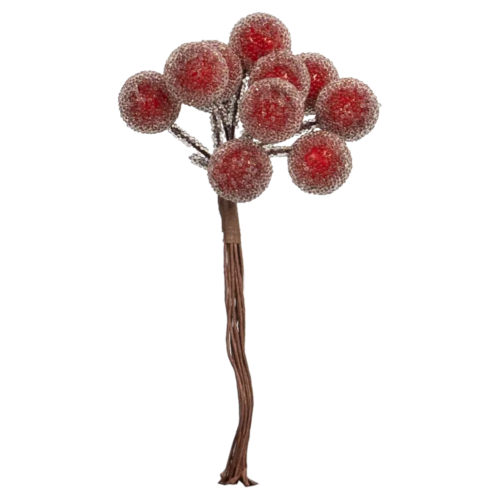 89368881 Новогоднее украшение Ветка Морозные яблоки 11x4 см красный STLM-1434212 Santreyd 
