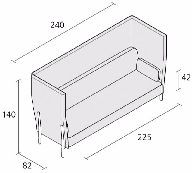 Alias 3-х местный тканевый диван с высокой спинкой Eleven high sun-id-1445869 - Вид №2