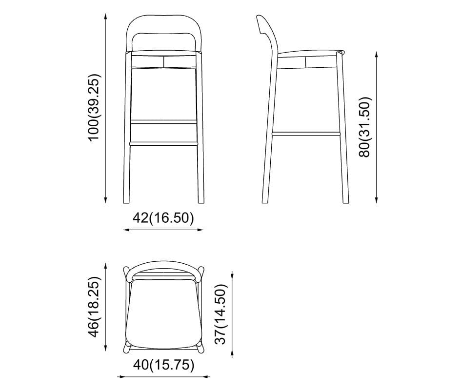 Высокий барный стул с подставкой для ног PIAVAL EARL-Contract ARCH-00066355 - Вид №3