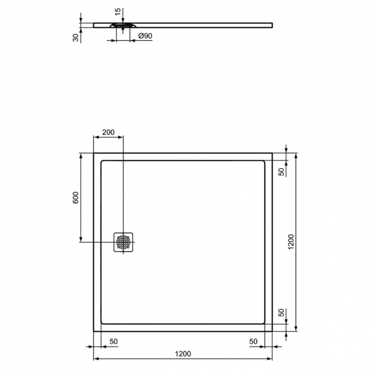 K8318FS Душевой поддон 120х120 см Ideal Standard ULTRAFLAT S  - Вид №2