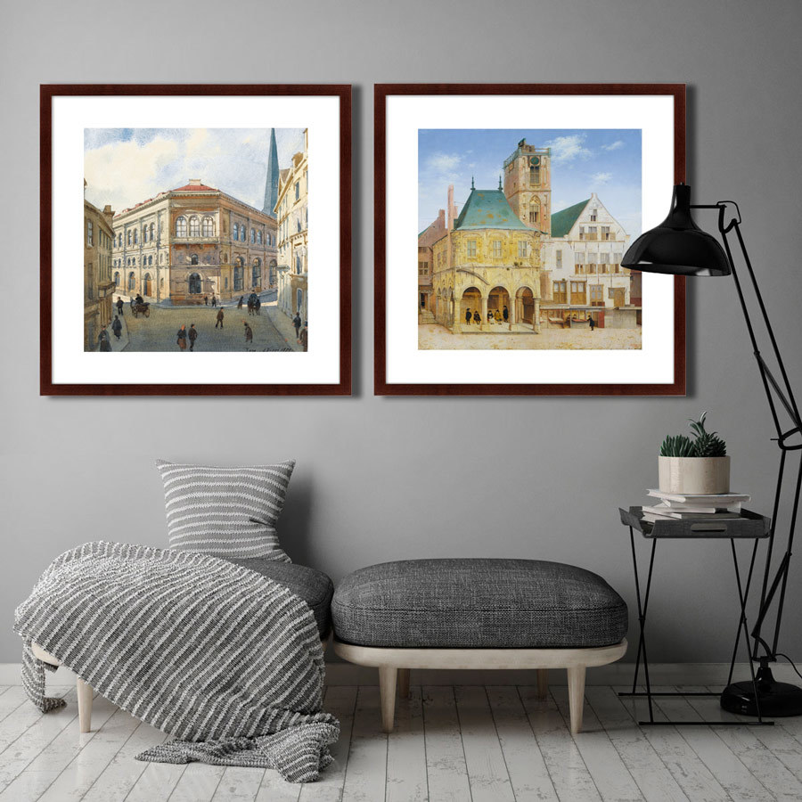 Картина в раме 78,5х78,5 см The Old Town Hall of Amsterdam, 1657г. КАРТИНЫ В КВАРТИРУ  264152 Бежевый;голубой;разноцветный  - Вид №3