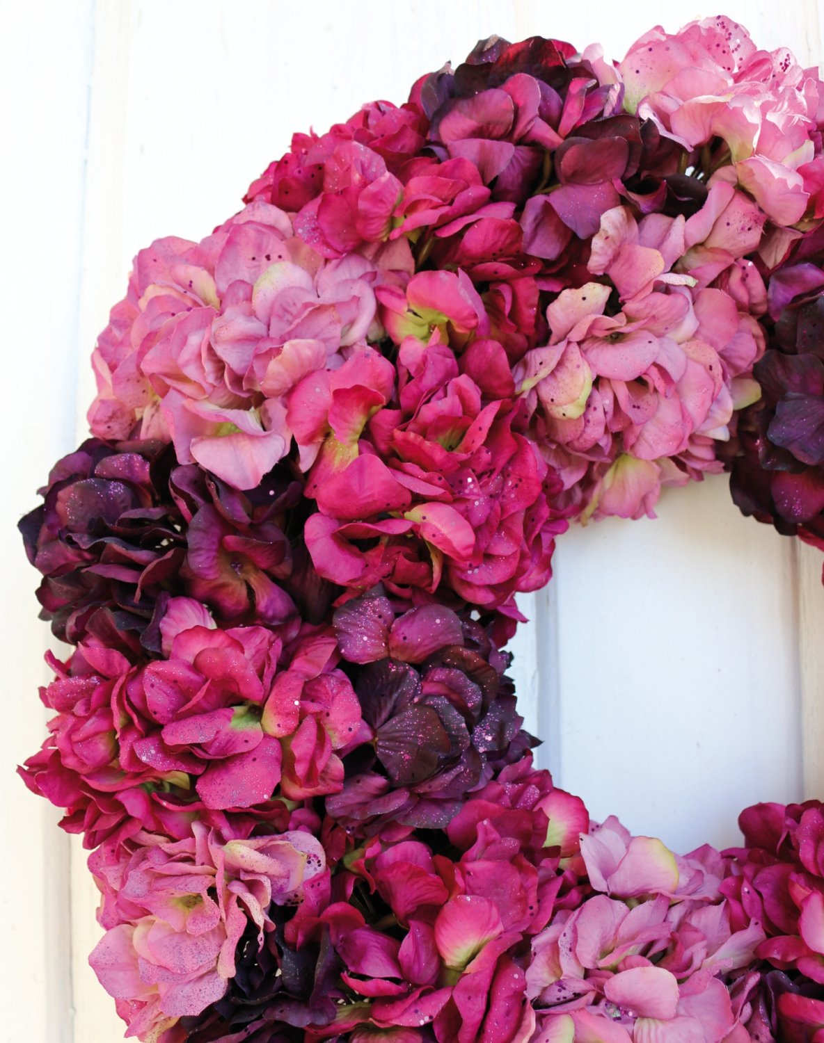 2010 231 a3 Искусственный венок из гортензии с глиттером, Ø 55 см, фиолетово-золотой H-andreas  - Вид №2