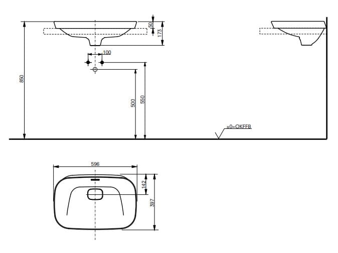 Керамическая раковина с полукруглой прямоугольной раковиной TOTO Neorest® ARCH-00053450 - Вид №4