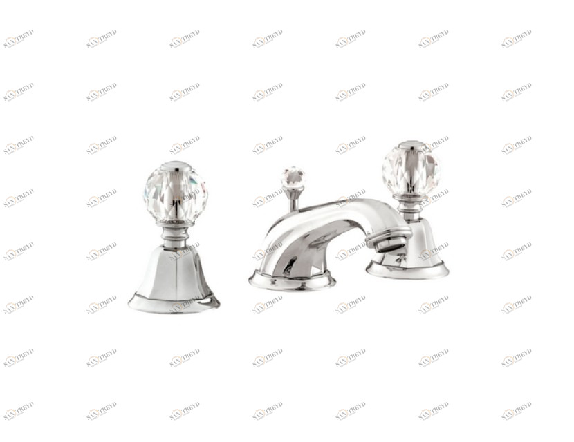 038101.000.50 Раковина с тремя отверстиями и кристаллами Swarovski Яркий хром Mestre Indica