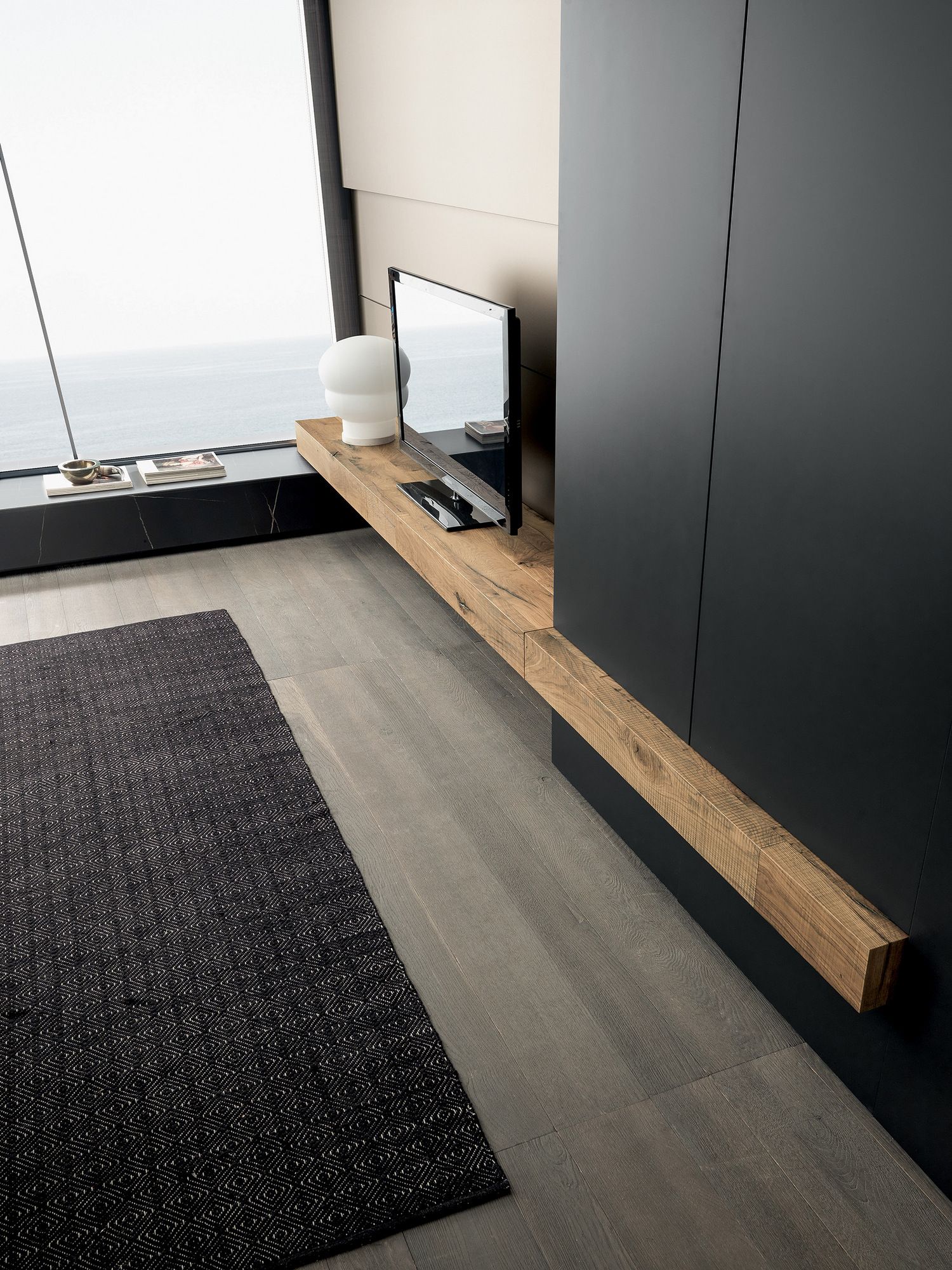 Стена оборудована металлической подставкой для телевизора и дубом MODULNOVA Blade ARCH-00107210 - Вид №3