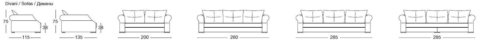 Longhi 3-х местный кожаный диван Loveluxe W 516 - Вид №9