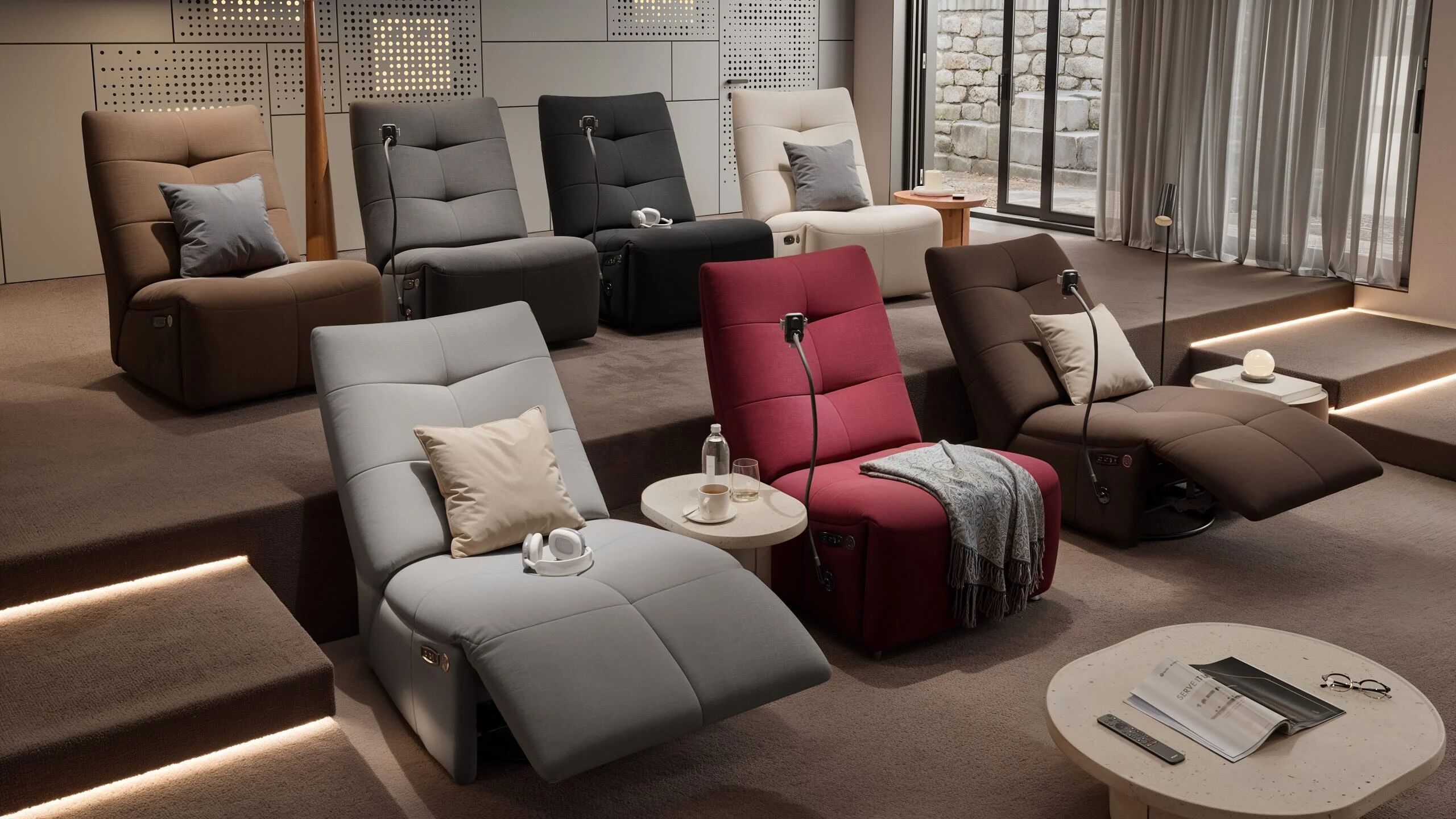 Тканевое вращающееся кресло с подставкой для ног Sofanella Lucca ARCH-00007884 - Вид №1