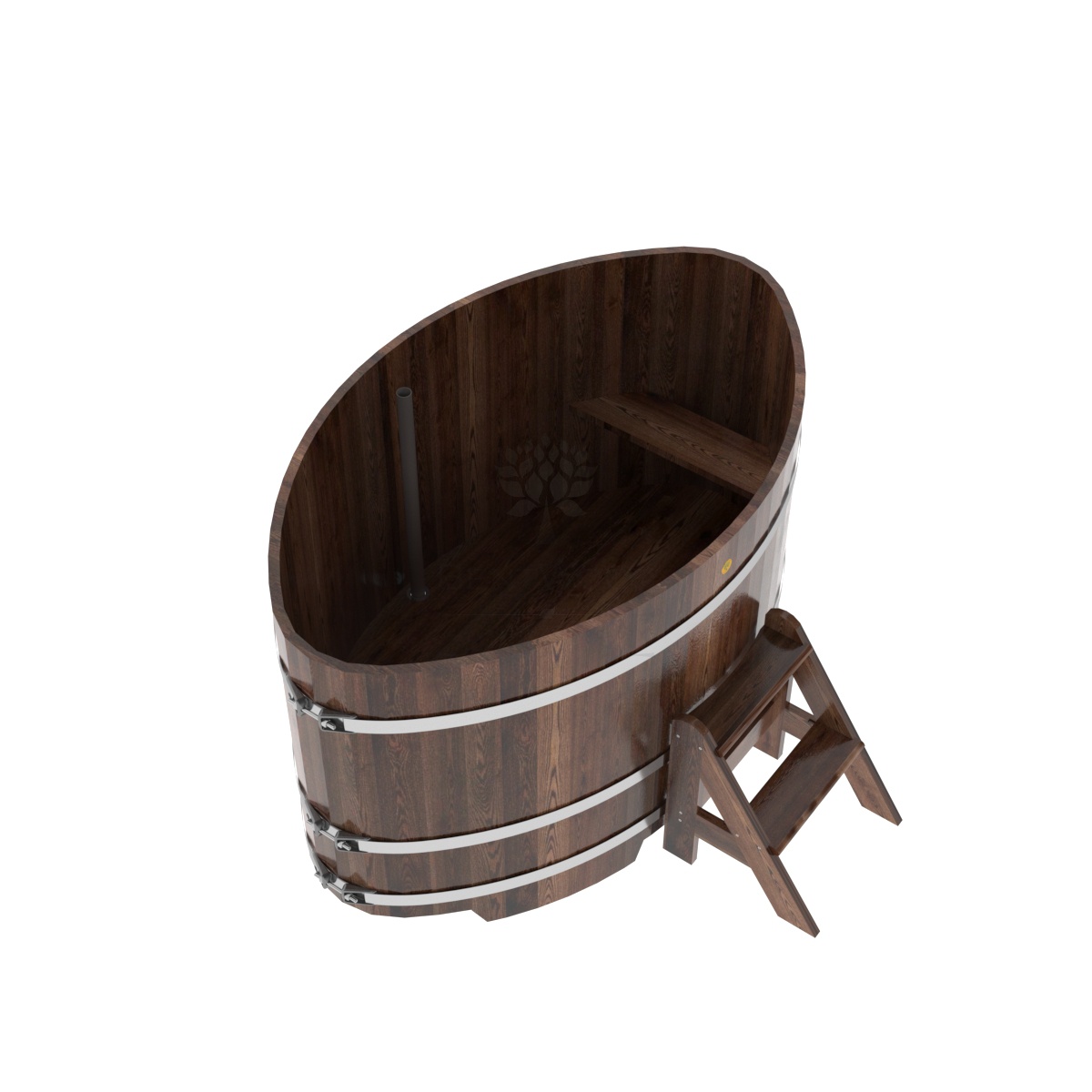 1176 Купель овальная из лиственницы 1,08х1,75х1,0 морёная премиум Alyarus  - Вид №1