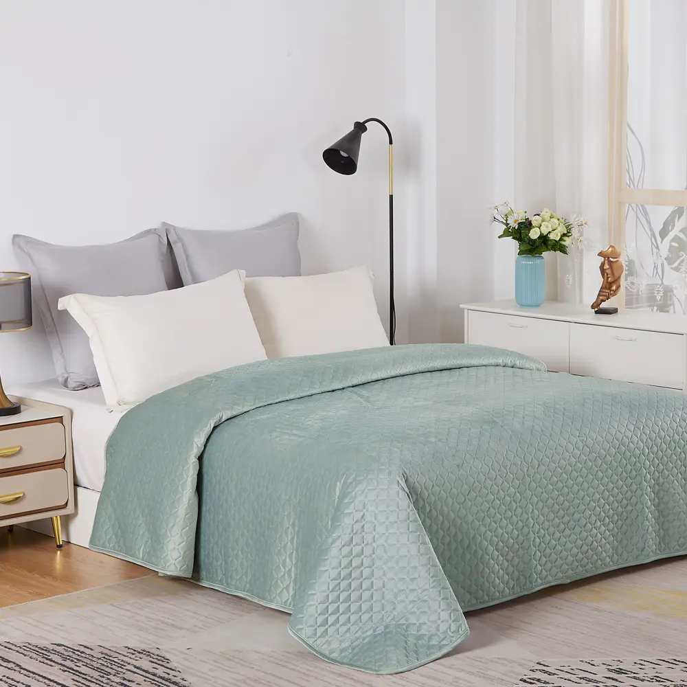 Покрывало Velvet 200x220 см полиэстер цвет серо-зеленый 88035624 STLM-2029968 Santreyd - Вид №3