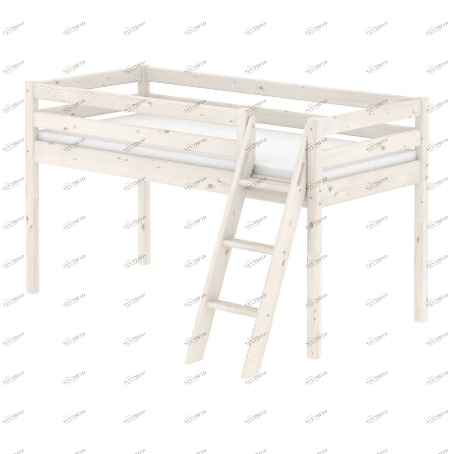 Кровать Flexa Classic с наклонной лестницей, белая, 200 см 9010308201