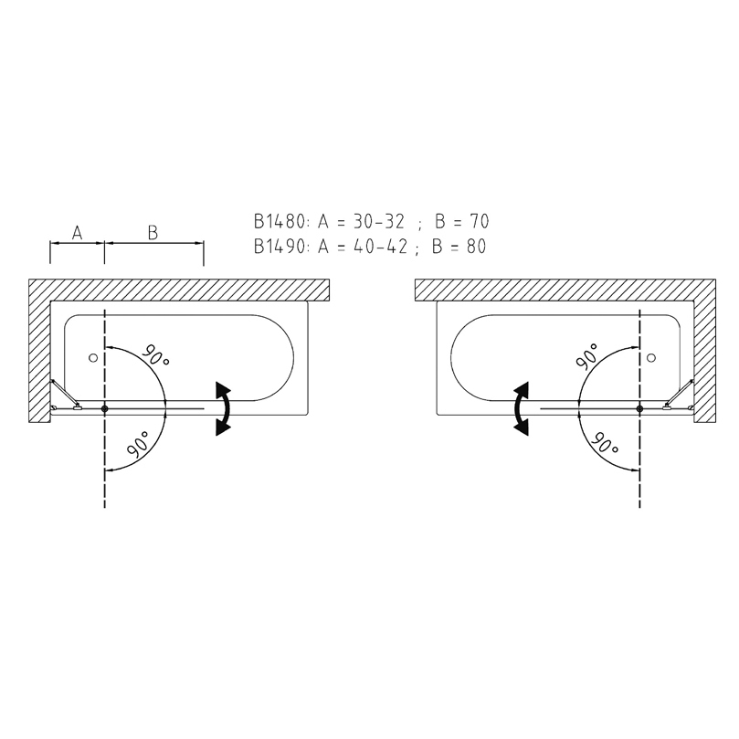 42344 Душевое ограждения на борт вынны Samo Италия Bath Screens - Вид №1