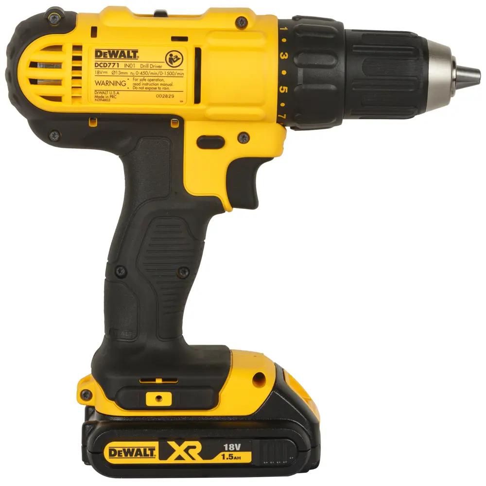 Дрель-шуруповерт аккумуляторная DeWalt DCD771S2, 18 В Li-ion 2х1.5 Ач STLM-2066953 - Вид №5
