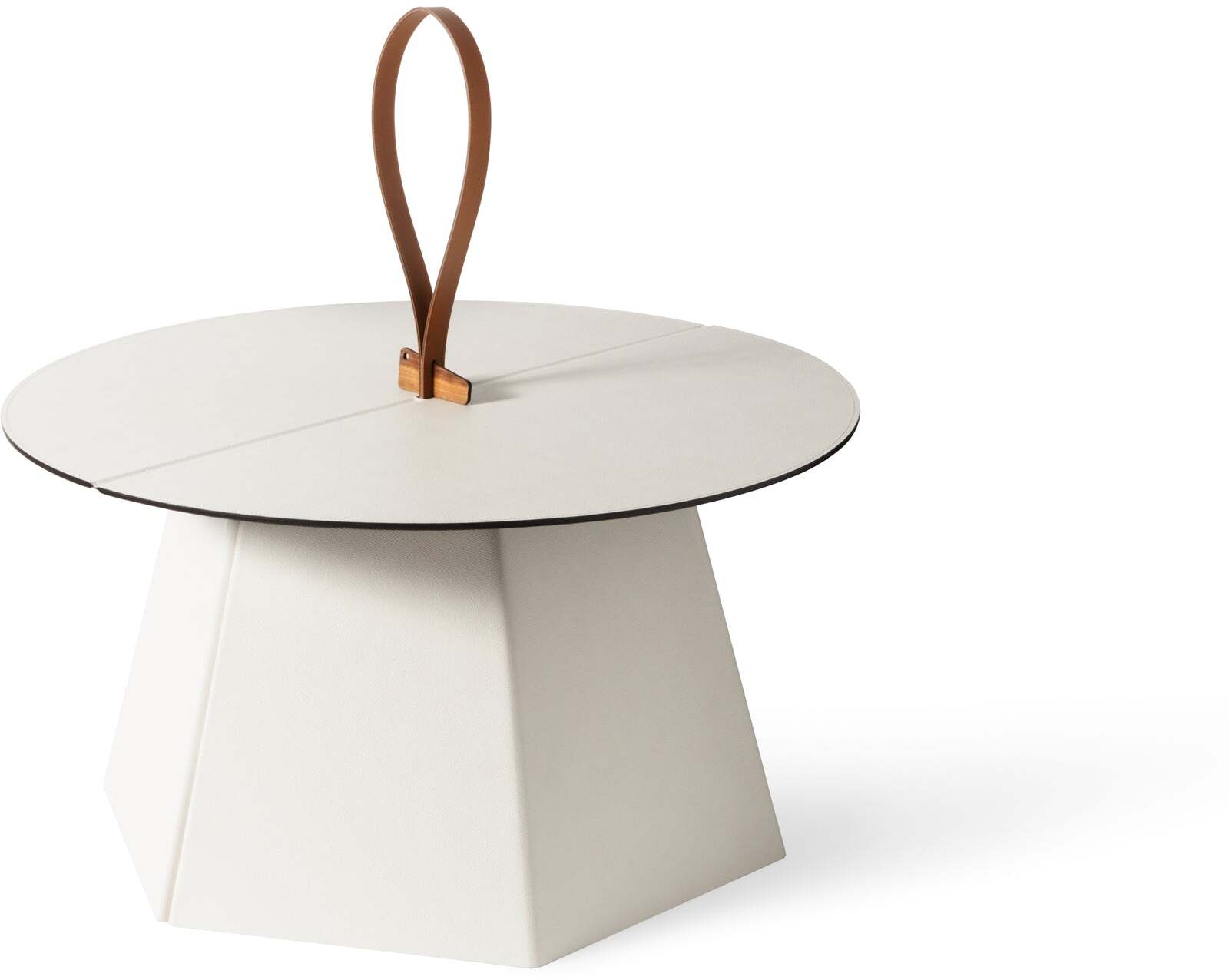 Складной стол Aile - Ø 70X H37 см / зернистая кожа_белый