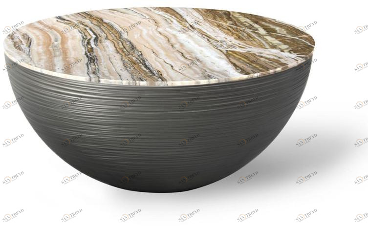 HESSENTIA | Cornelio Cappellini Круглый металлический журнальный столик с мраморной столешницей Otto Santreyd sun-id-1371850