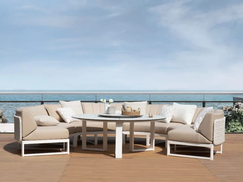 Тканевый изогнутый модульный садовый диван MAMAGREEN Munia ARCH-00016801