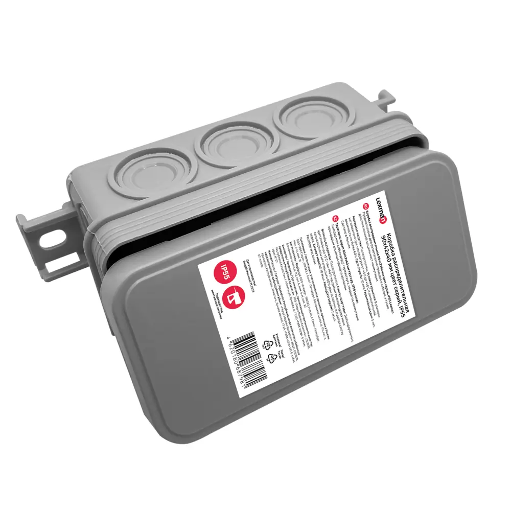 Распределительная коробка открытая Lexman D 90x42x40 мм 10 вводов IP55 цвет серый STLM-2062408 - Вид №3