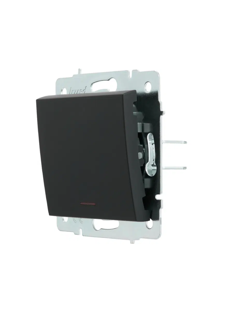 RAIN Выключатель с подсветкой без рамки черный LEZARD 703-4288-111