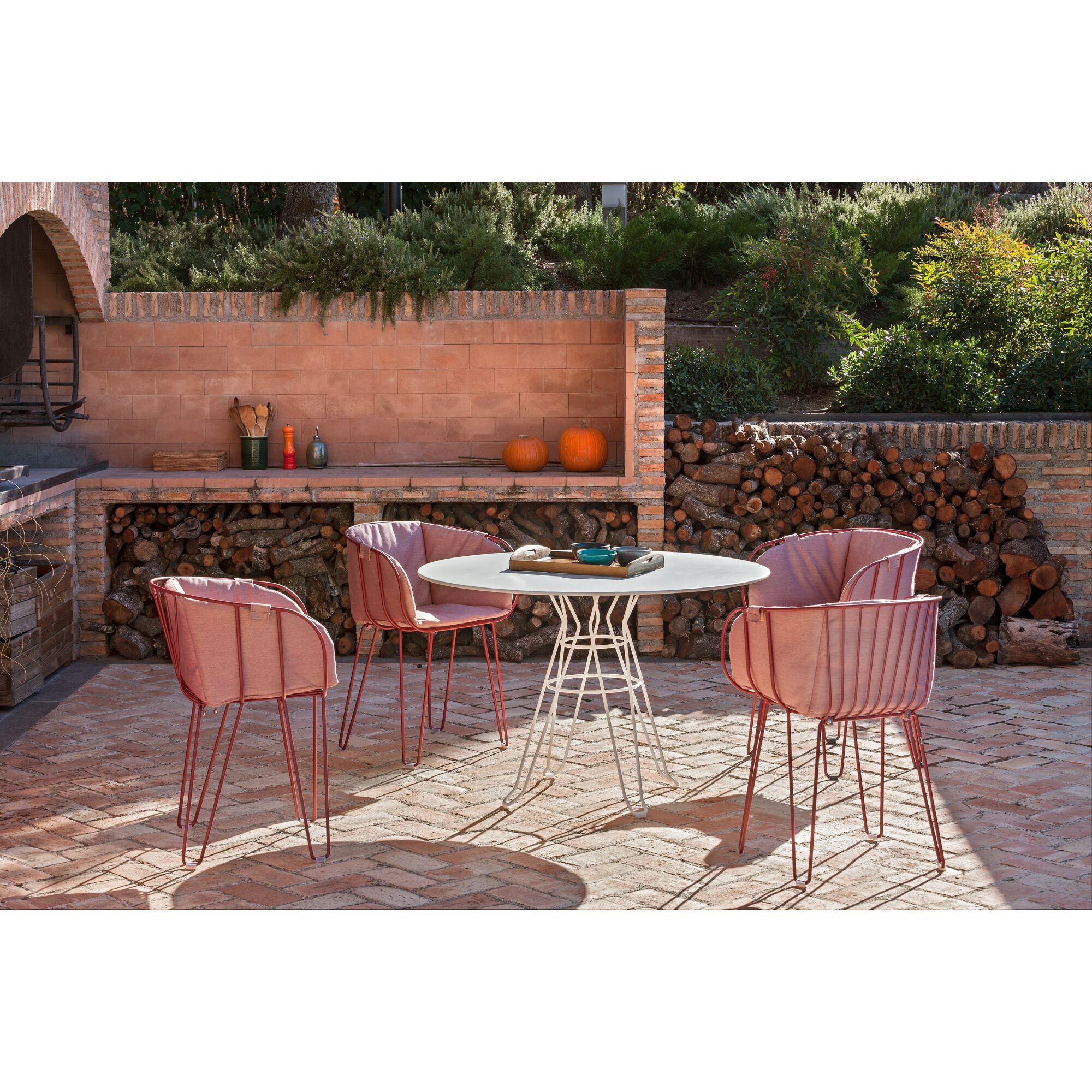 Стальной мягкий штабелируемый садовый стул iSimar оливковое дерево ARCH-00091043 - Вид №2