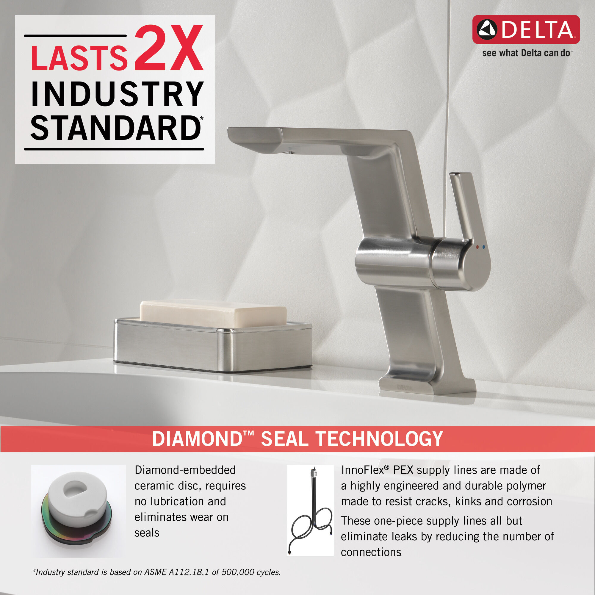 Смеситель для ванной комнаты средней высоты с одной ручкой Delta Faucet 699-SS-DST - Вид №3