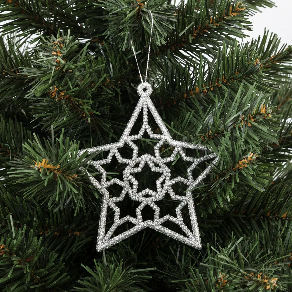 85156517 Елочная игрушка «Звезда» 13 см глиттер серебряный STLM-0955821 Santreyd 