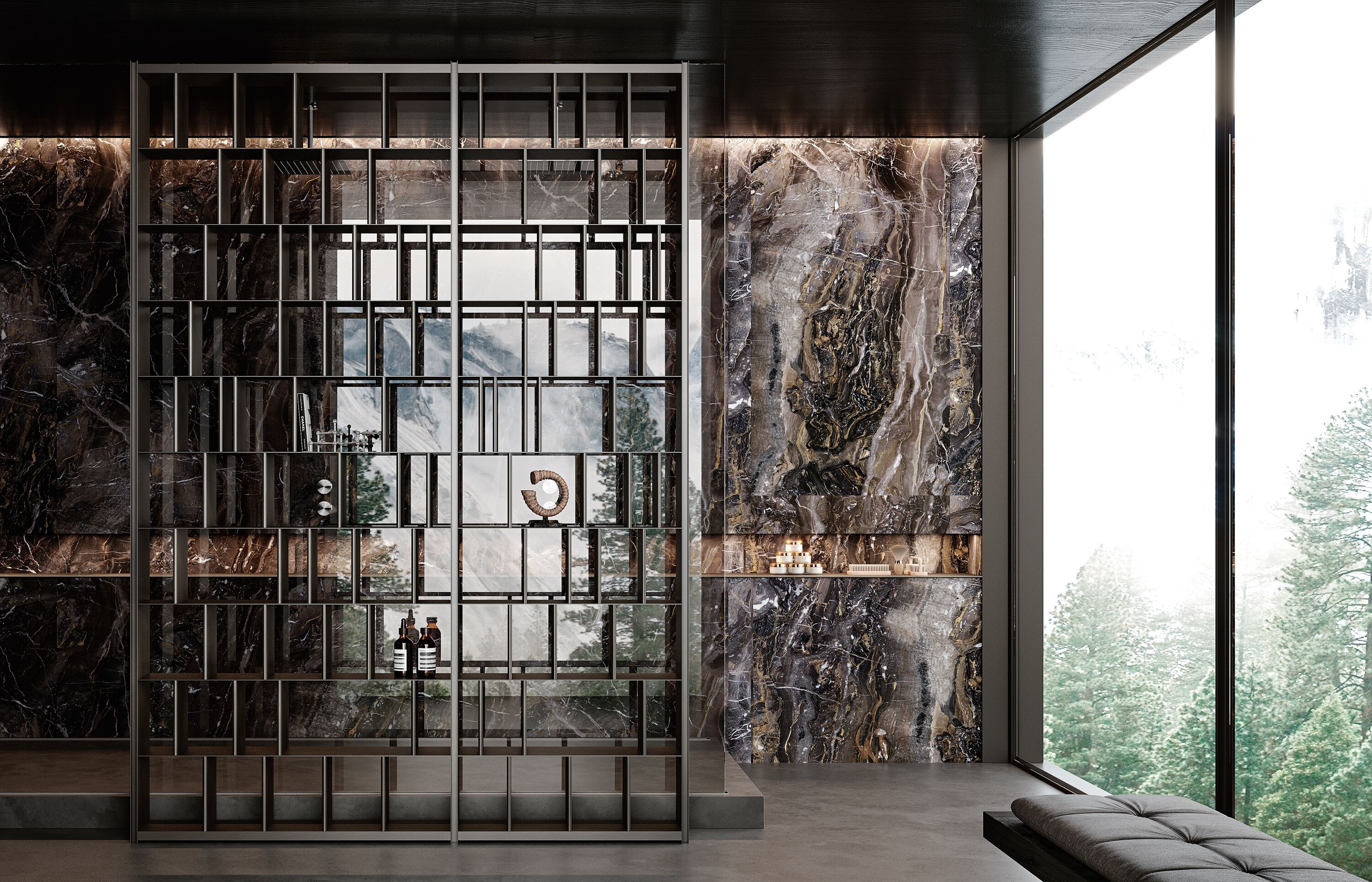 Металлический книжный шкаф с креплением пол-потолок Falper ENIGMA ARCH-00063286 - Вид №2