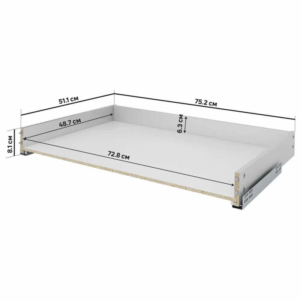 Выдвижной ящик для кухни 75.2x8.1x51.1 см KONSENSA ДСП цвет серый Отсутствует STLM-2045136 - Вид №2