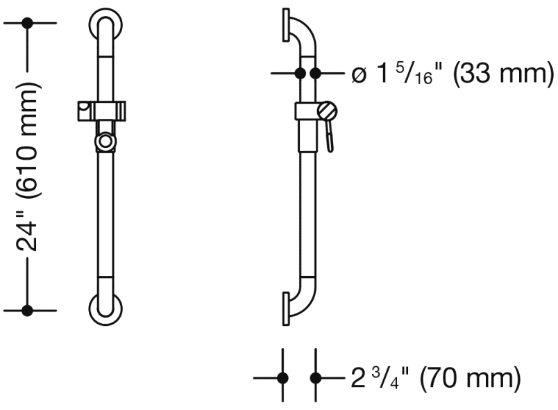 801.33US100 Держатель для душа (ada) HEWI USA Produkte  - Вид №2