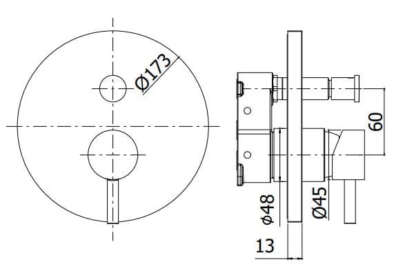 Встраиваемый смеситель для душа с переключателем RUBINETTERIA PAFFONI Light ARCH-00011126 - Вид №2