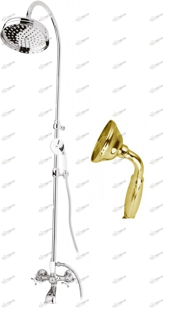 Душевая стойка со смесителем, с изливом, верхним и ручным душем CEZARES GOLF-CVD-03/24-M