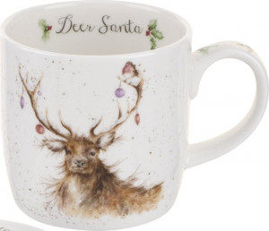 10594088 Royal Worcester Кружка с подставкой Royal Worcester "Забавная фауна", "Новогодний олень" 310мл Фарфор костяной
