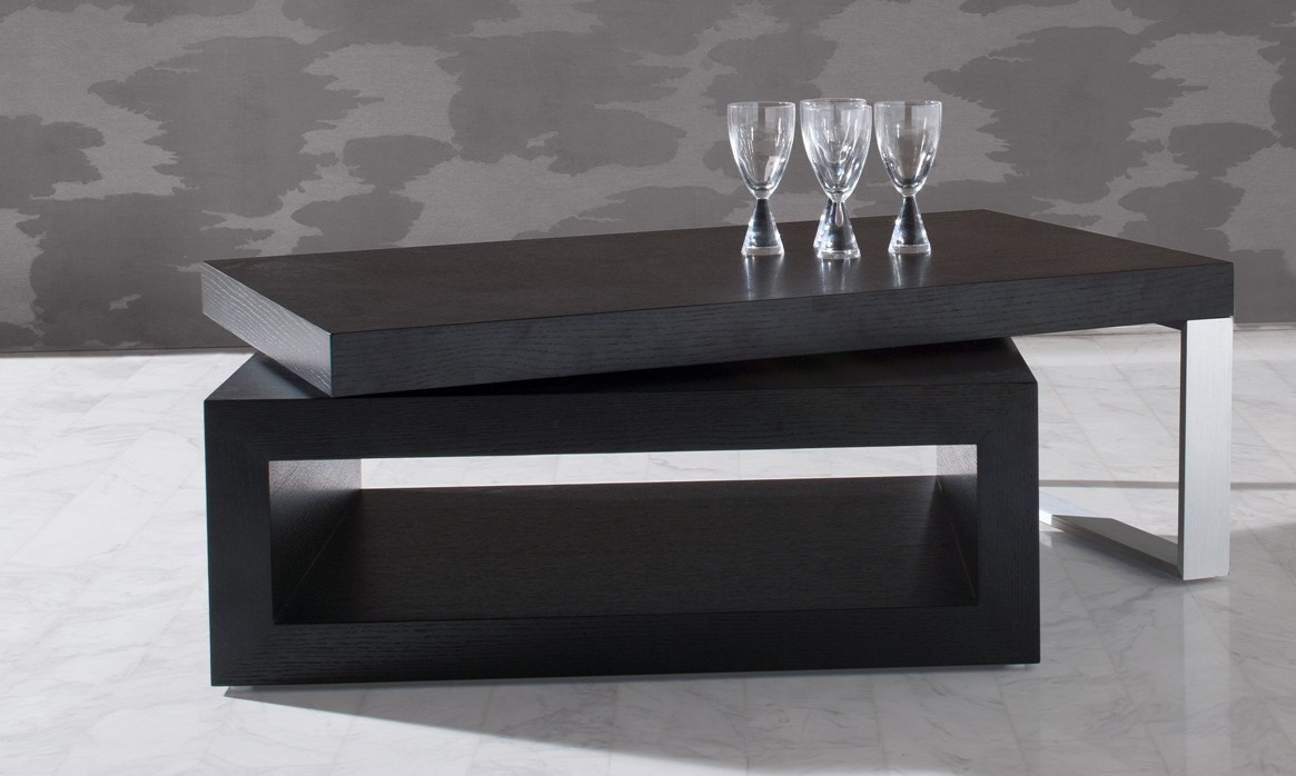 Журнальный столик черный с полкой и металлической ножкой Vision 2 PUSHA PUSHA 062925 Черный  - Вид №1