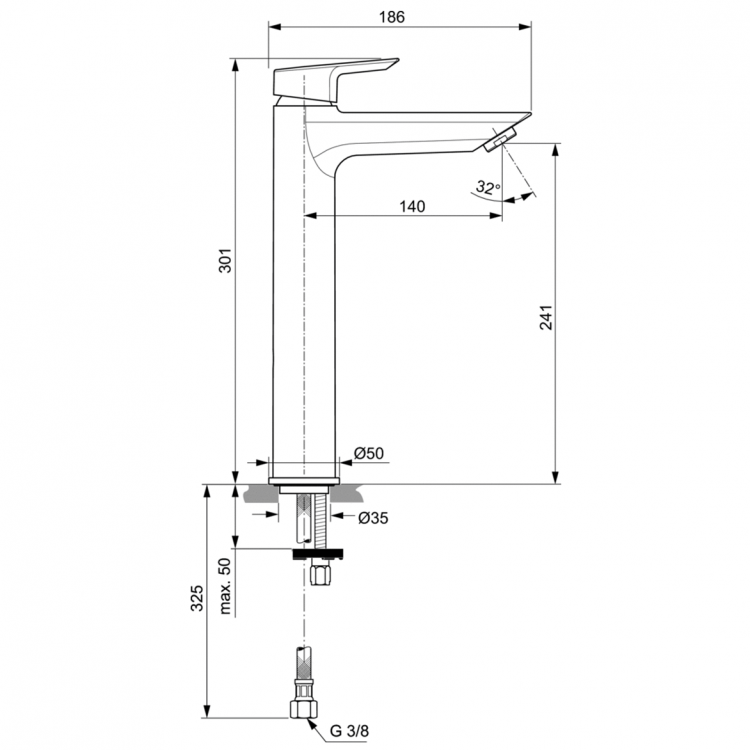 A6575AA Смеситель для раковины-чаши Ideal Standard TESI - Вид №2