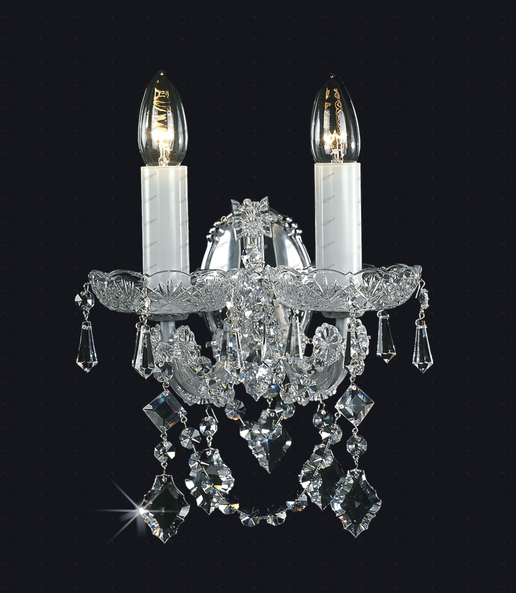 Traditional bathrooms Настенный светильник MARIA из хрусталя с 2 рожками из BOHEMIAN CUT CRYSTAL TB-WL-01-002 
