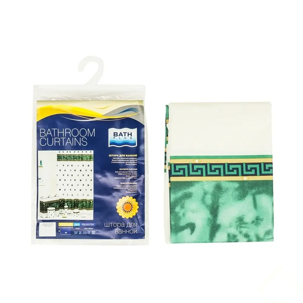 Штора для ванны Bath Plus Rome, 180x180 см, полиэстер, цвет зелёный 11493752 STLM-2046336 Без серии