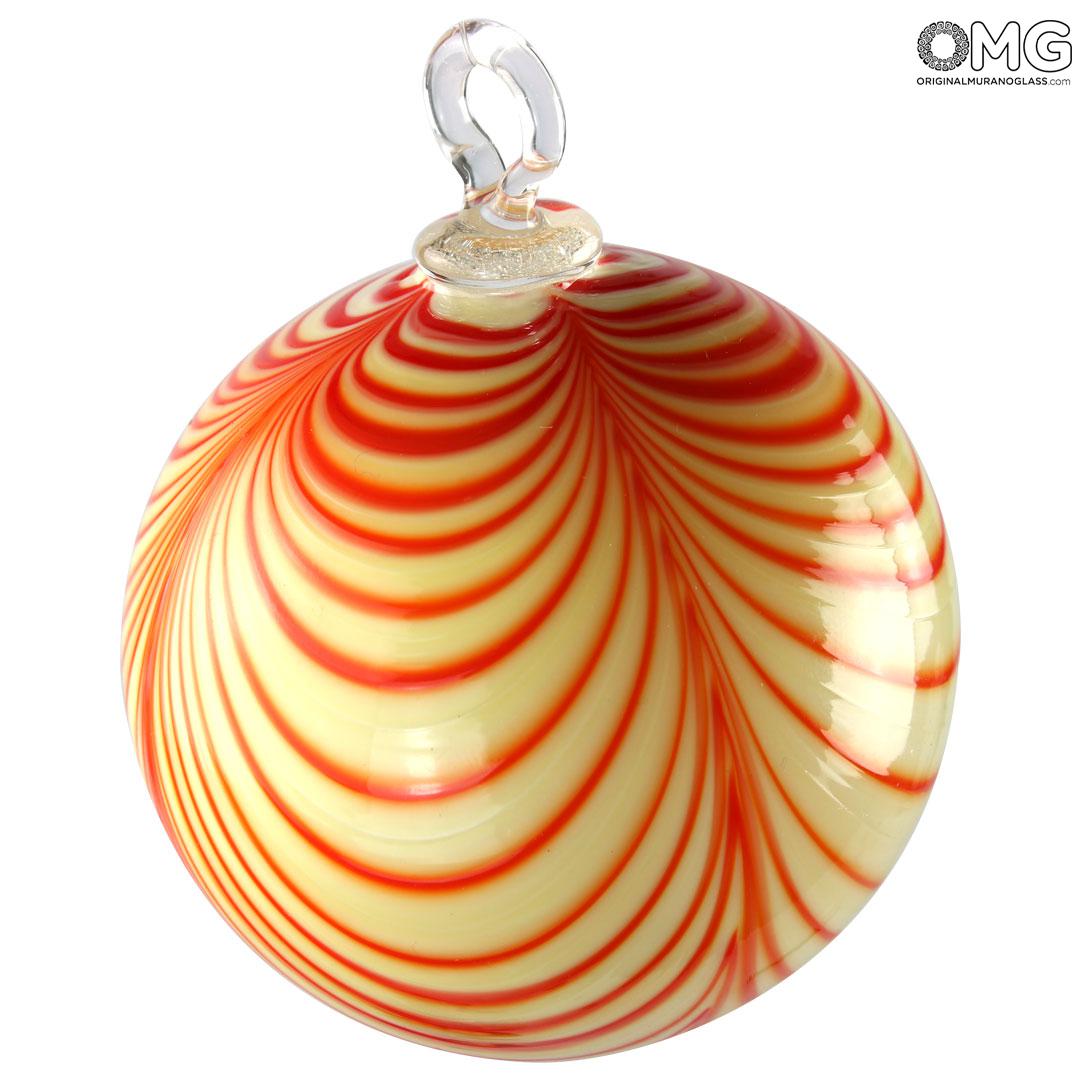 4296 ORIGINALMURANOGLASS Белый ёлочный шар - муранское стекло OMG 7 см  - Вид №1