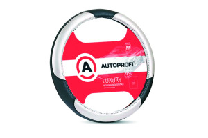 16355536 Оплётка руля LUXURY AP-1010 BK/SILVER (M) AUTOPROFI