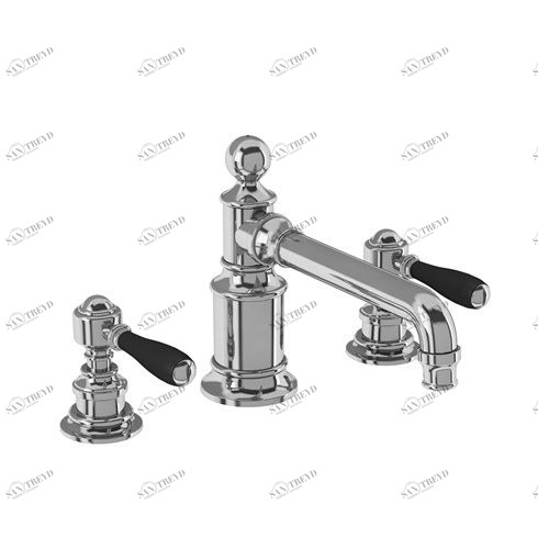 Смеситель для раковины, 3 отв, ручки - леверы чёрные хром [ARC15 CHR + ARC66 CHR] Arcade Burlington ARC15 CHR, ARC66 CHR