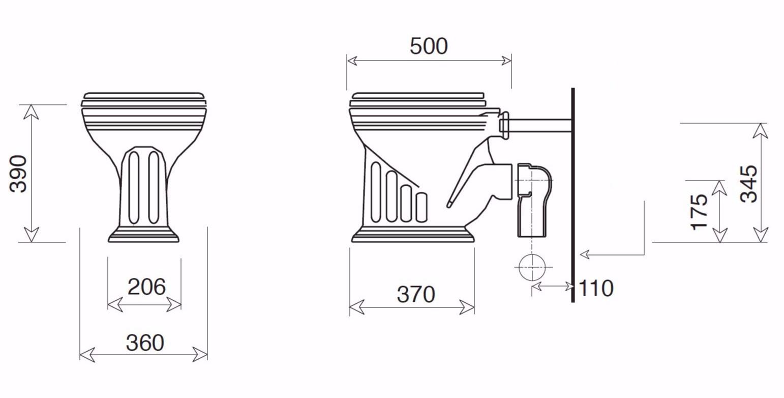 Приставной унитаз напольный Белый Gentry Home  Англия sun-id-1373417 - Вид №1