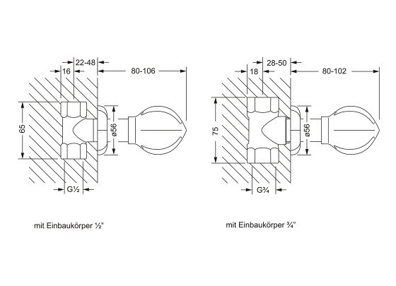 Вентиль для скрытого монтажа, внешняя часть JOERGER Minarett 603.50.234.000 - Вид №1