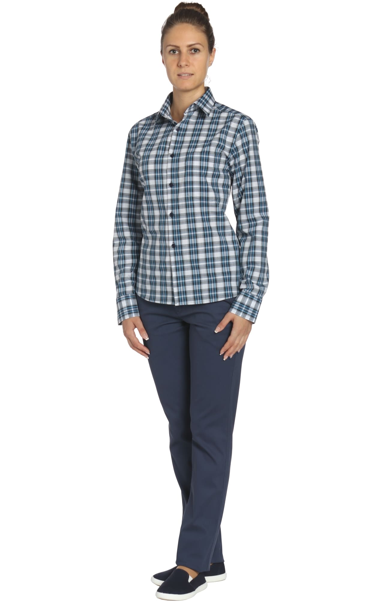 67804 Рубашка в клетку plaid blue (шотландка синяя) HIPSTER  Толстовки, рубашки, футболки, тенниски  размер 42 (84)  - Вид №4