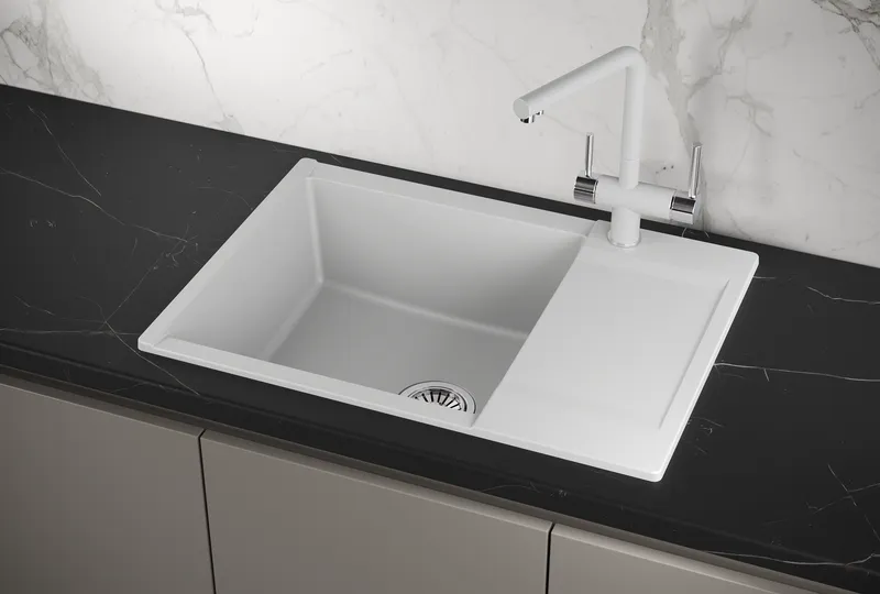 ES-7003, АРКТИК (БЕЛЫЙ), кухонная мойка, кварц, ESTETICA