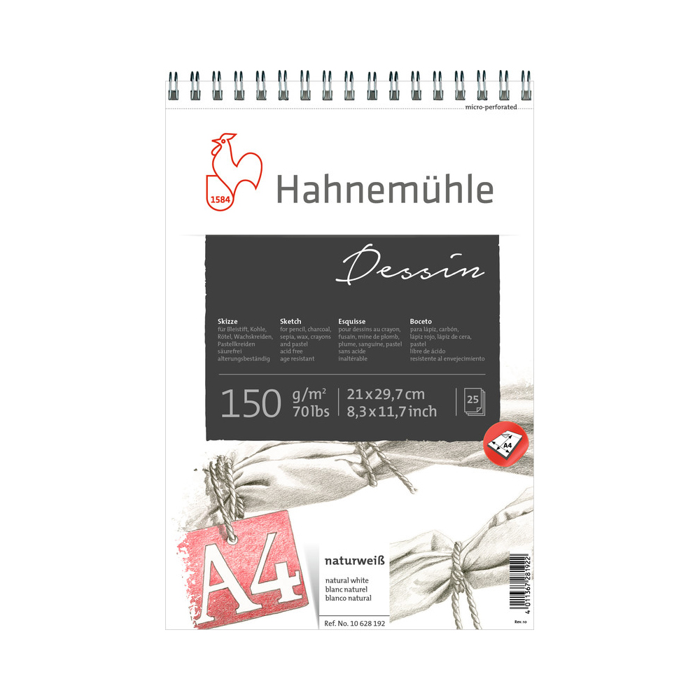 10628192 Альбом для эскизов на спирали «Dessin» 150 г/м2 А4 21 х 29.5 см на спирали 25 л. Hahnemuhle 