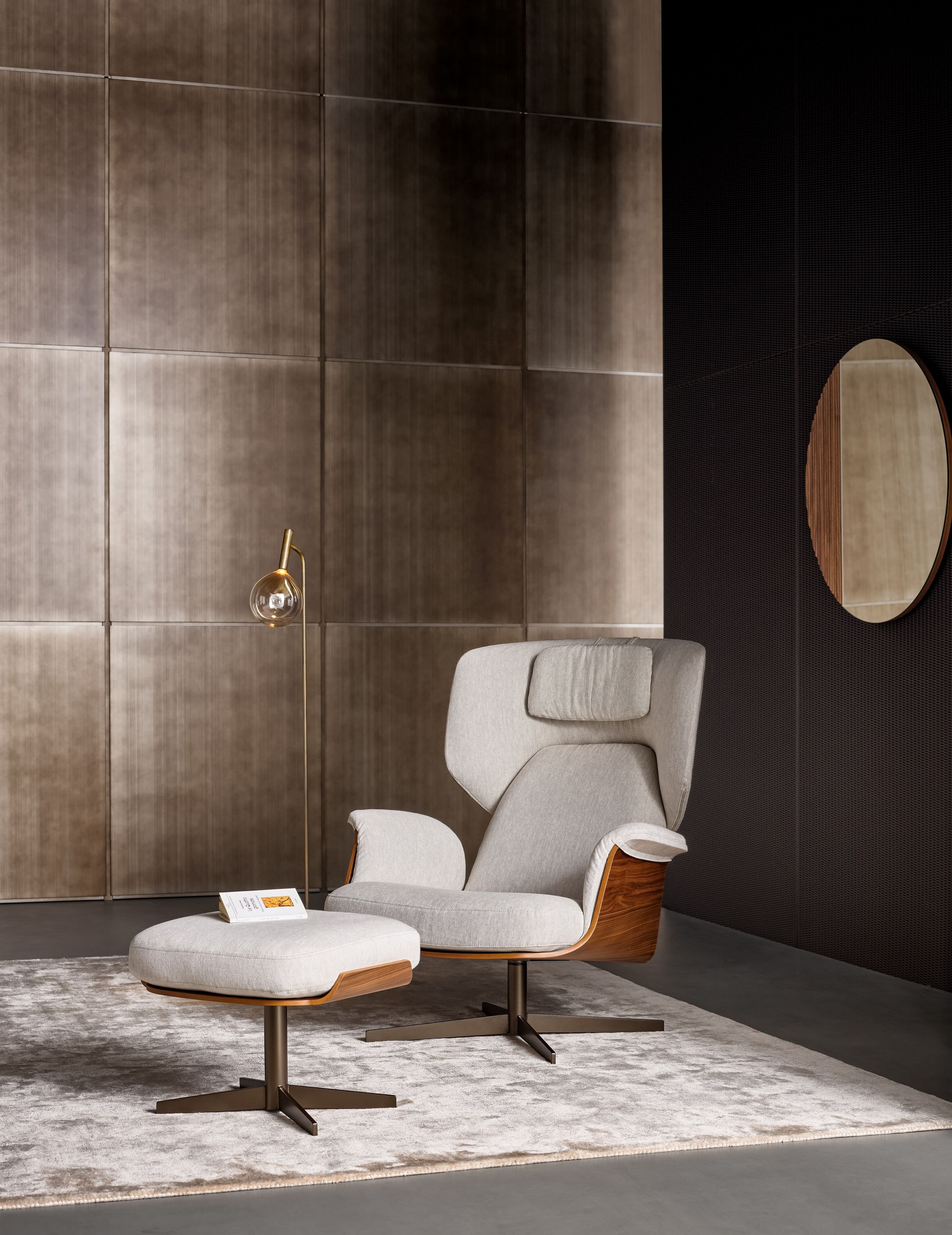 Тканевое вращающееся кресло с подставкой для ног BONALDO Olos ARCH-00073493 - Вид №4