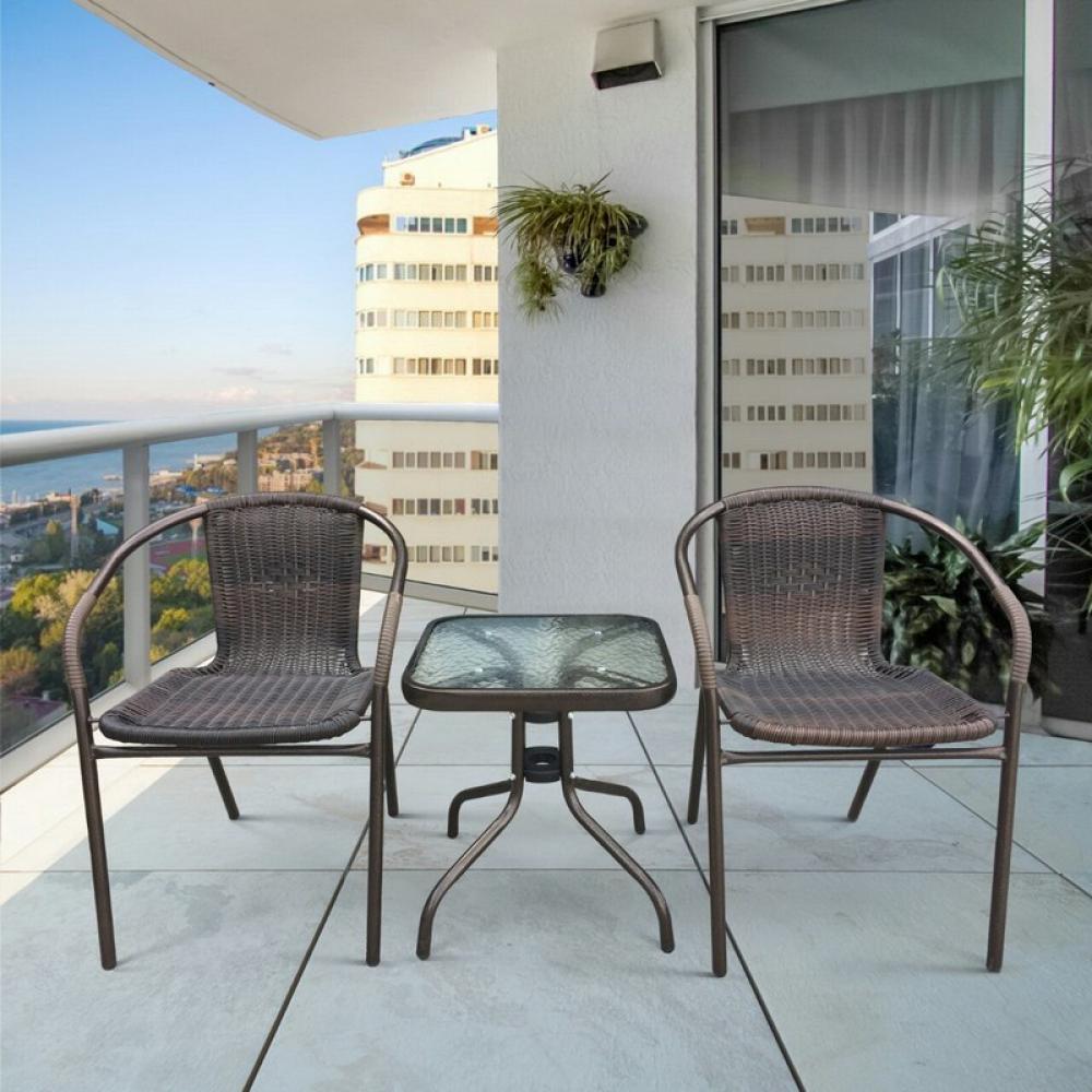 Мебель из ротанга, стол и стулья коричневые на 2 персоны "Асоль-3B" AFINA  241005 Коричневый  - Вид №1