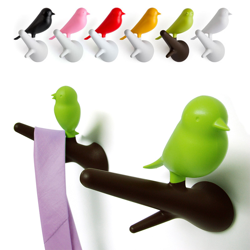 QL10067-WH-GN Вешалки настенные sparrow 2 шт. белые-зеленые Qualy  - Вид №1