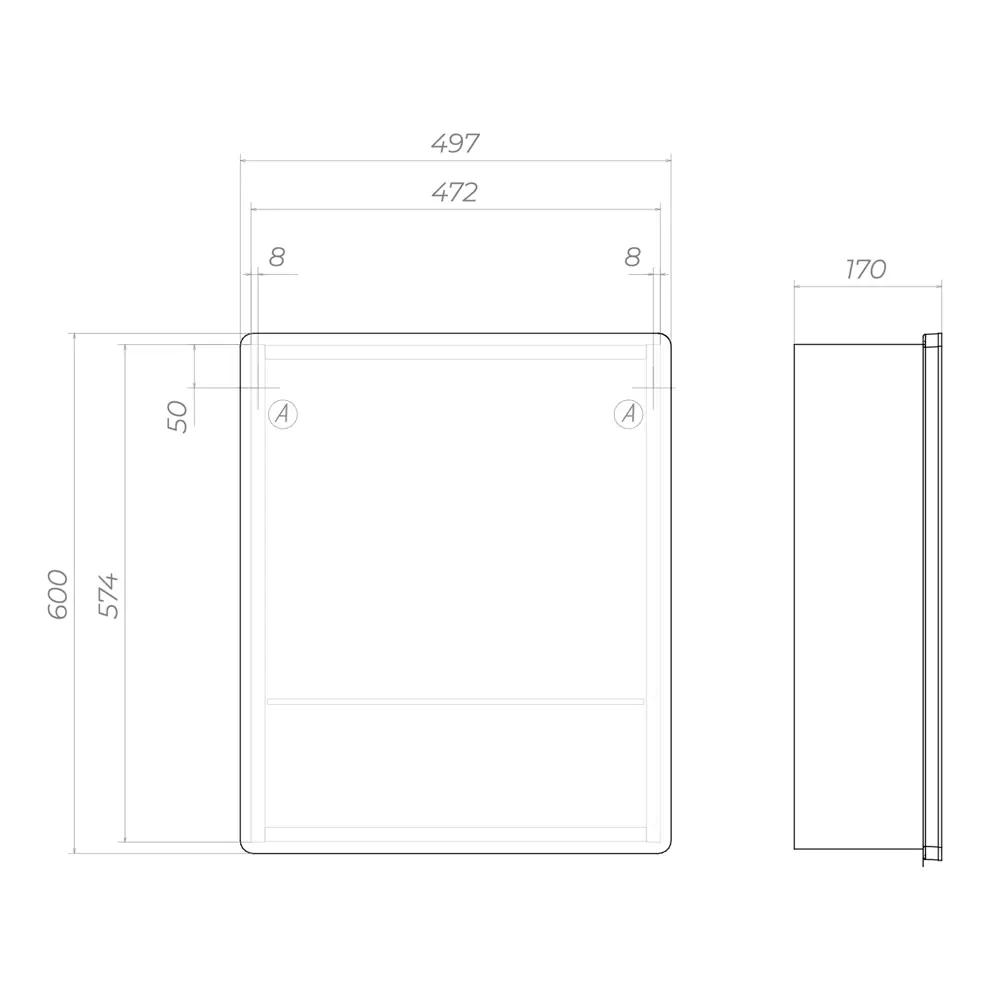 Шкаф для ванной комнаты с зеркалом Vigo Bloss 49.7x60x17 см с подсветкой 89446219 STLM-2171016 - Вид №6