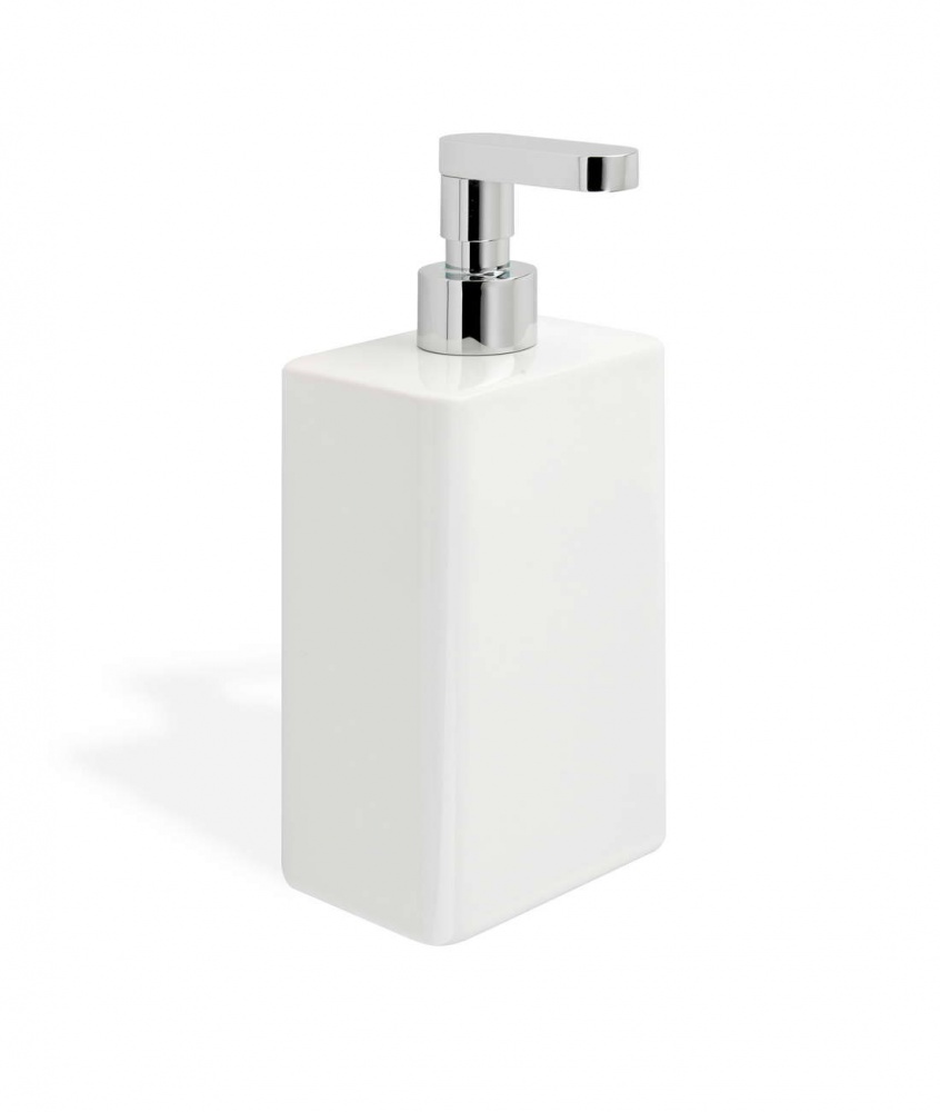 LV30AP(BI) Stil Haus Living, наcтольный керамический дозатор с прямым носиком, цвет хром - белая керамика