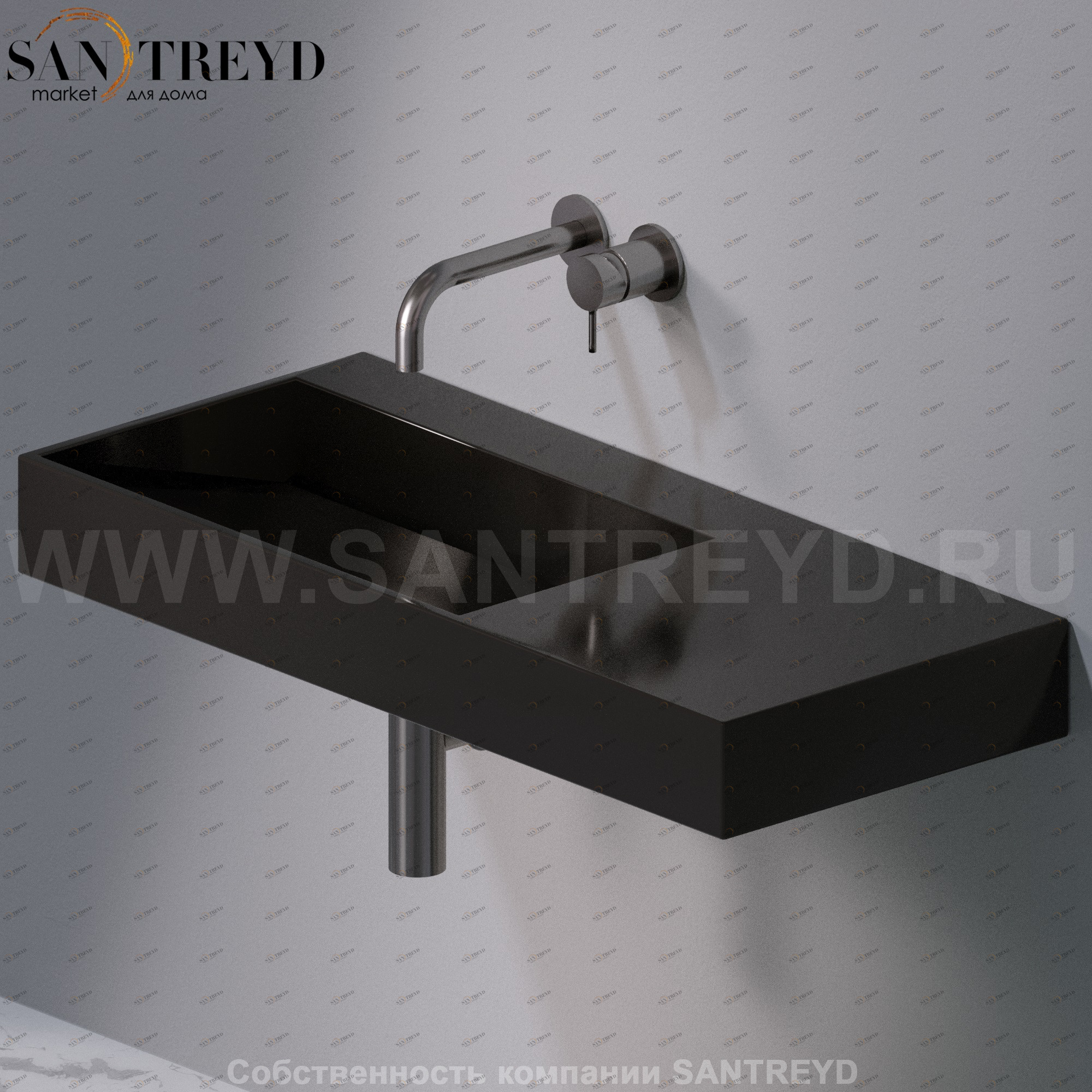 L013T1RPV4.104 Подвесная раковина настенная прямоугольная A. e T. Italia P35 черная AeT ITALIA