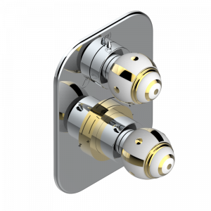 A7A-5500BE Ручка регулировки и маховик 2-канального переключателя для термостатического смесителя арт. 5500AE Thg-paris Ithaque с золотым декором Хром/золото