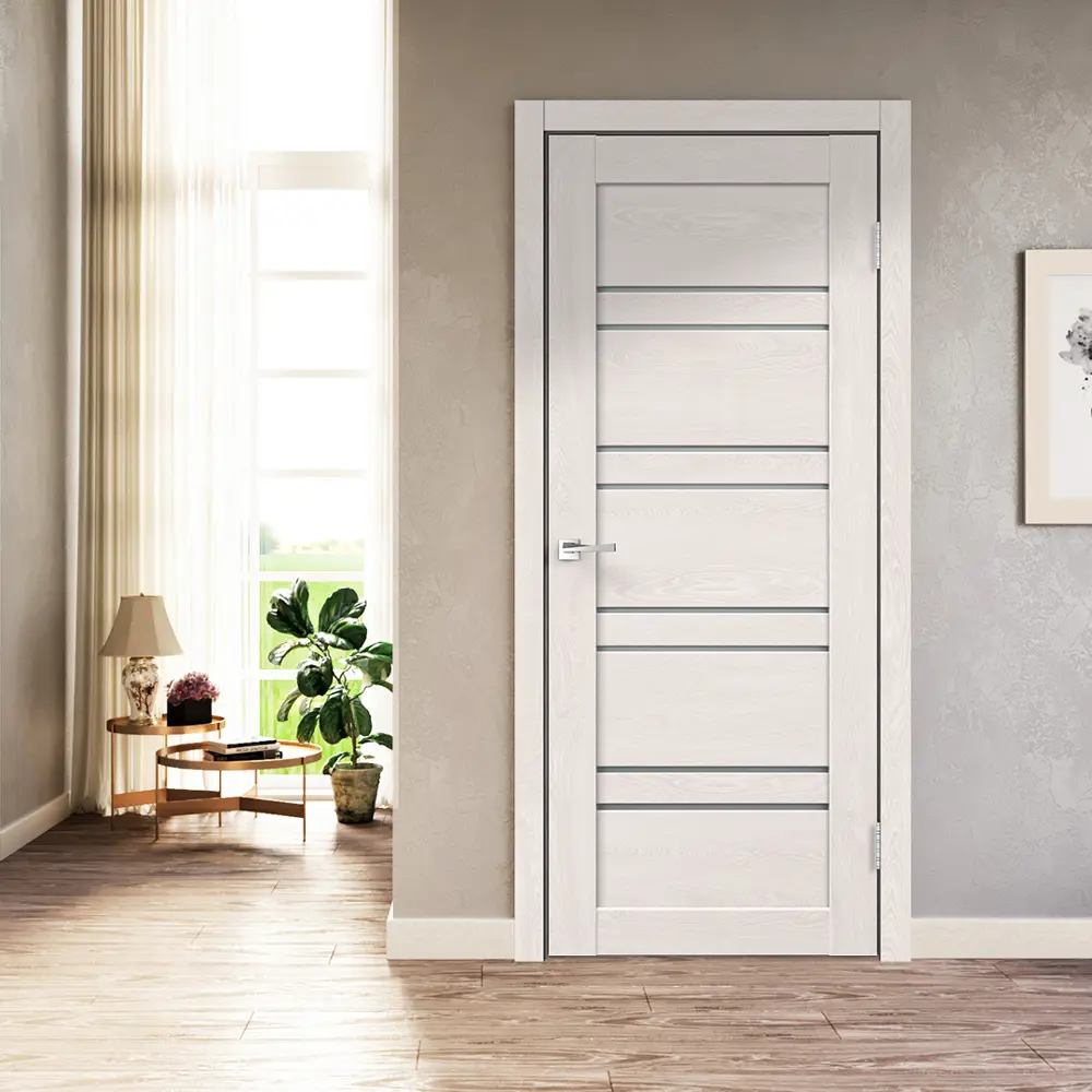 Комплект двери Лайн 1 со стеклом 90x200 см Hardflex цвет дуб тернер белый с добором 200 мм 89429214 STLM-2077602 VELLDORIS  - Вид №1